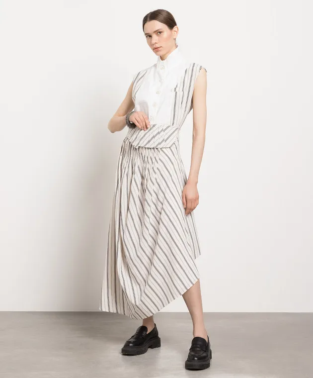 Marc Le Bihan Beige striped skirt
